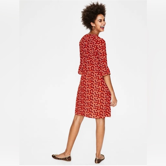 Boden Hyacinth Scattered Stars Casual Midi‎ Knee Length Dress, Red, Size 8 - Picture 2 of 12